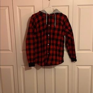 Men’s Red and Black Flannel Hoodie